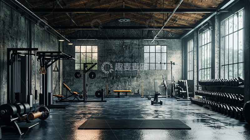 高清大图下载【趣麦麦图】工业风健身房