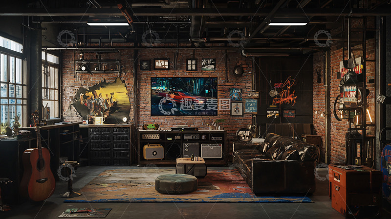 高清大图下载【趣麦麦图】工业风复古车库