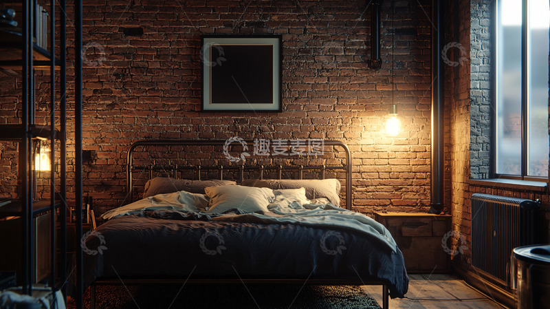 高清大图下载【趣麦麦图】暗色系工业风卧室