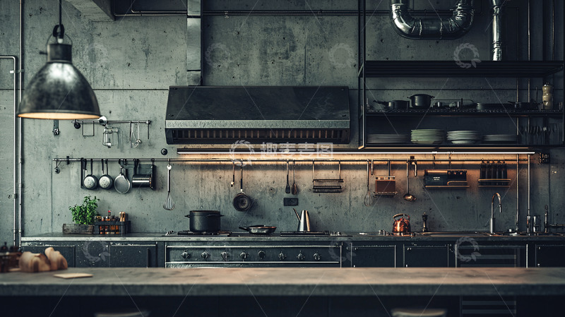 高清大图下载【趣麦麦图】工业风厨房高清图片
