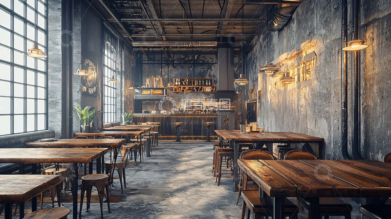 高清大图下载【趣麦麦图】工业风餐厅高清图片
