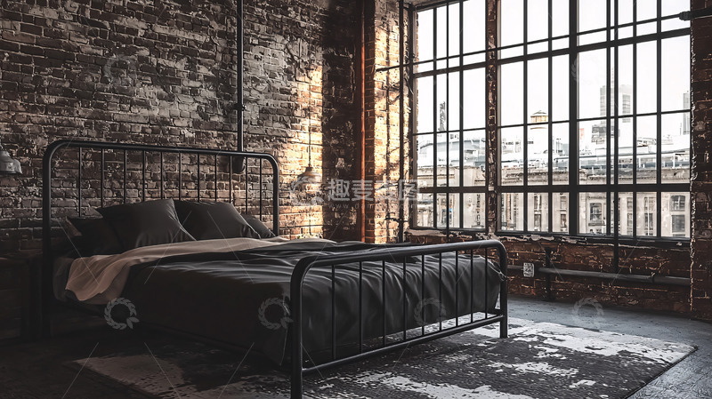 高清大图下载【趣麦麦图】工业风卧室高清图片