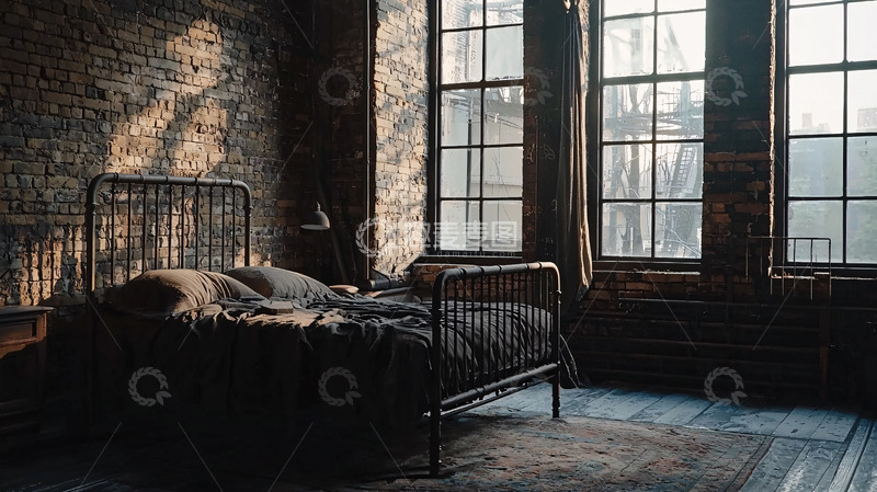 高清大图下载【趣麦麦图】工业风卧室高清图片