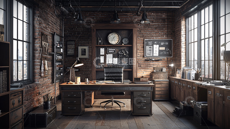 高清大图下载【趣麦麦图】复古工业风办公室