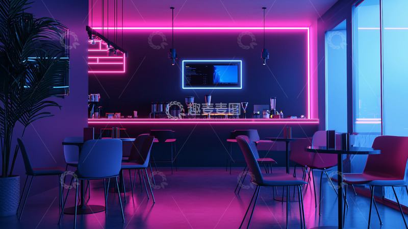 高清大图下载【趣麦麦图】霓虹灯酒吧夜景