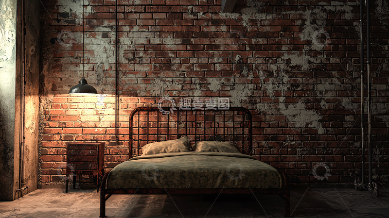 高清大图下载【趣麦麦图】老旧砖墙卧室