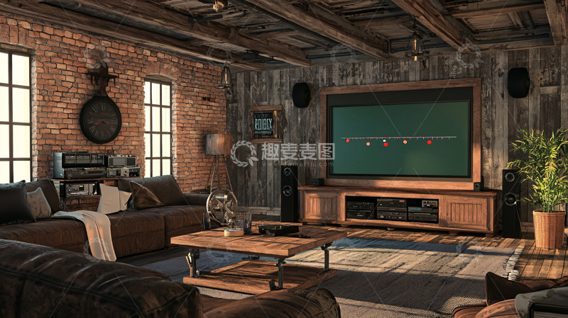 高清大图下载【趣麦麦图】复古工业风客厅
