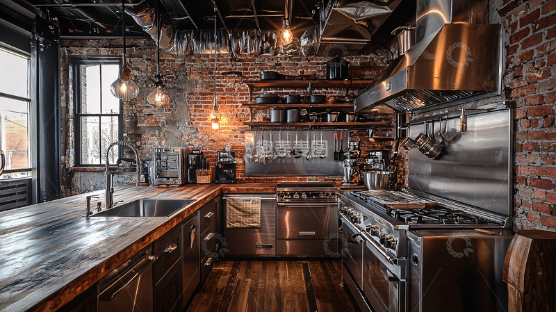 高清大图下载【趣麦麦图】工业风厨房高清图片
