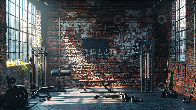 高清大图下载【趣麦麦图】复古工业风健身房
