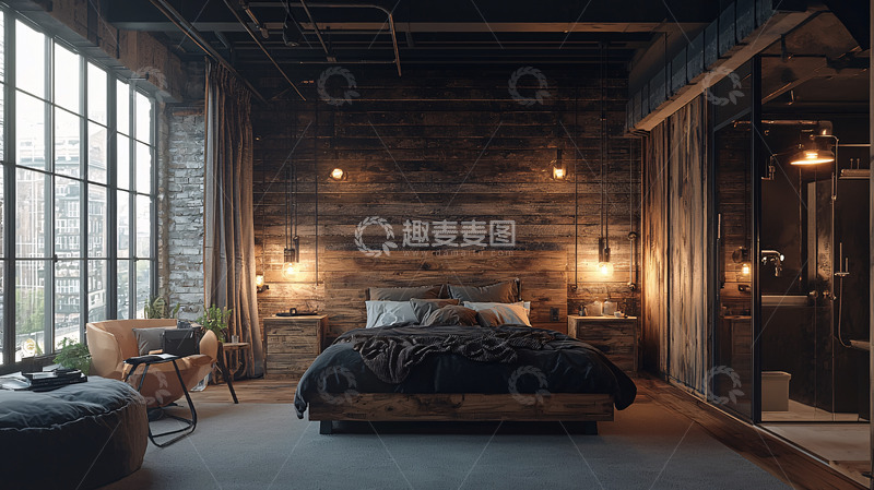 高清大图下载【趣麦麦图】工业风卧室高清图片