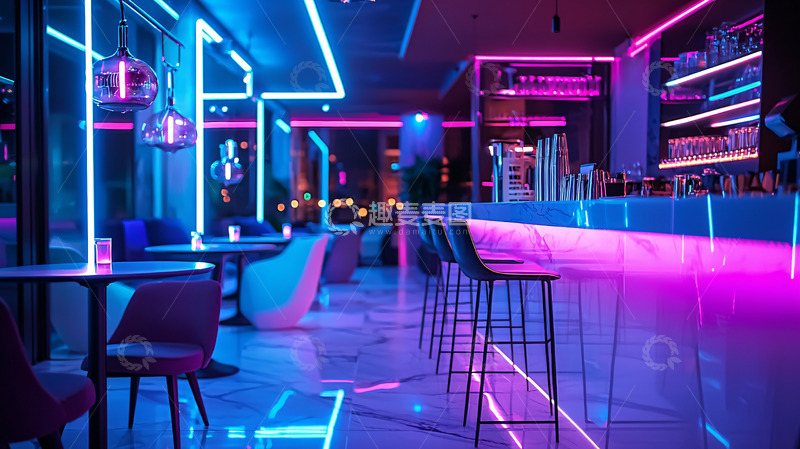 高清大图下载【趣麦麦图】炫酷霓虹灯酒吧