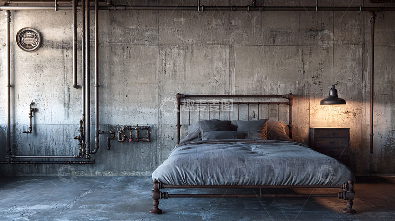 高清大图下载【趣麦麦图】工业风卧室高清图片