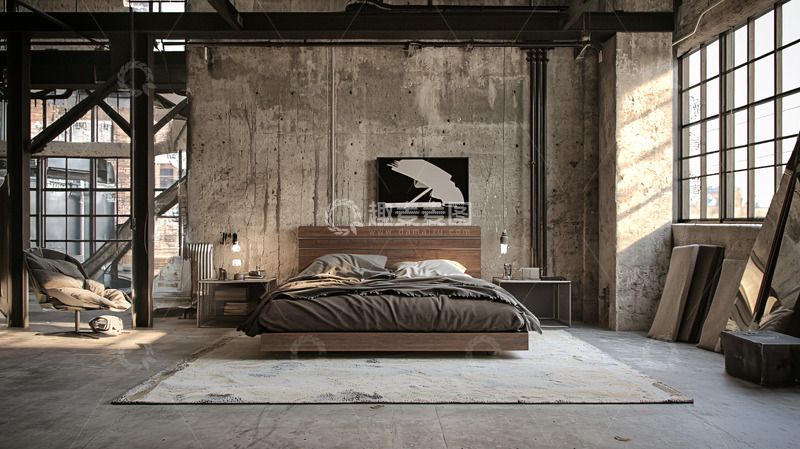 高清大图下载【趣麦麦图】工业风卧室高清图片