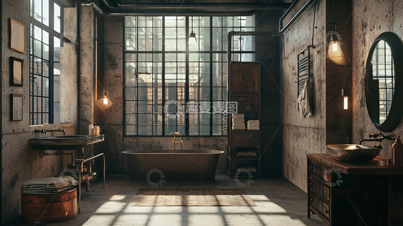 高清大图下载【趣麦麦图】老式工业风浴室