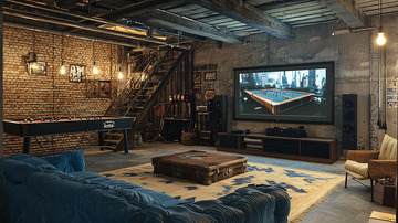 工业风地下室娱乐室