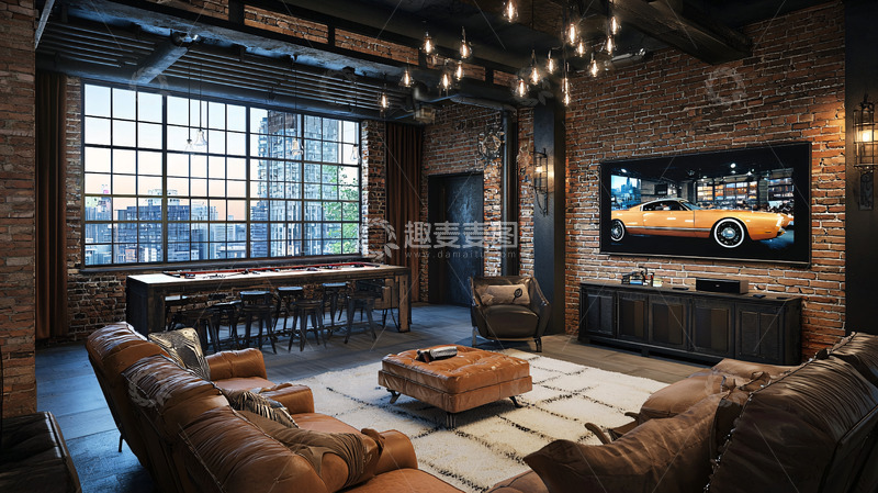 高清大图下载【趣麦麦图】工业风客厅高清图片
