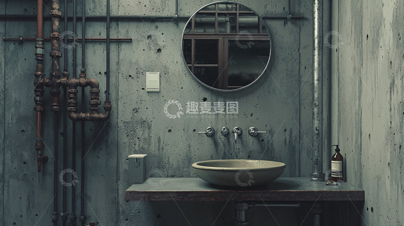 高清大图下载【趣麦麦图】工业风卫生间