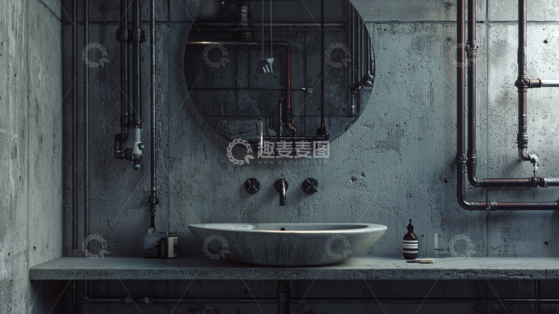 高清大图下载【趣麦麦图】工业风浴室高清图片