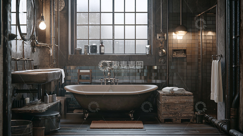 高清大图下载【趣麦麦图】工业风浴室高清图片