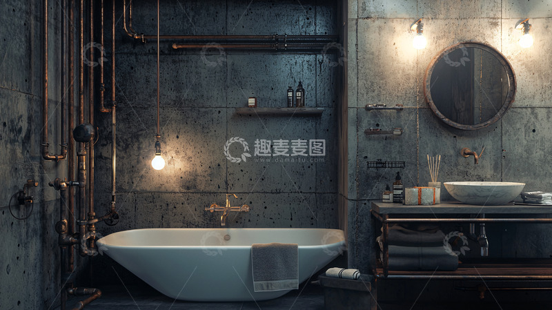 高清大图下载【趣麦麦图】工业风浴室高清图片
