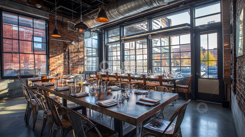 高清大图下载【趣麦麦图】工业风餐厅长桌聚餐
