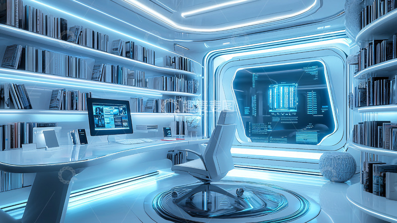 高清大图下载【趣麦麦图】未来感书房高清图片