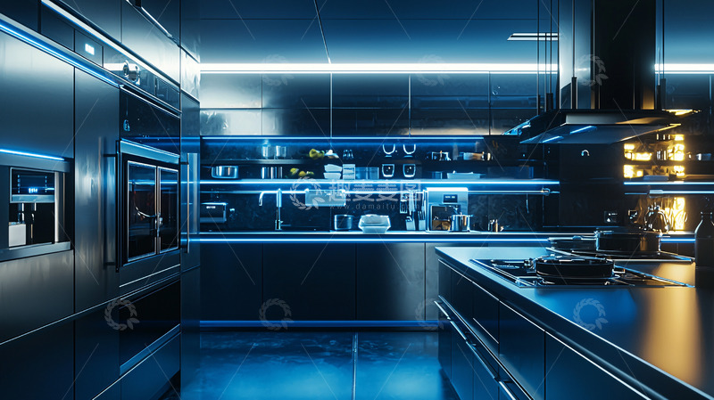 高清大图下载【趣麦麦图】现代化科技感十足的厨房