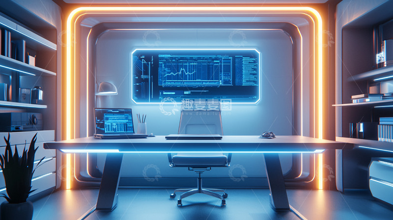 高清大图下载【趣麦麦图】未来科技感办公室