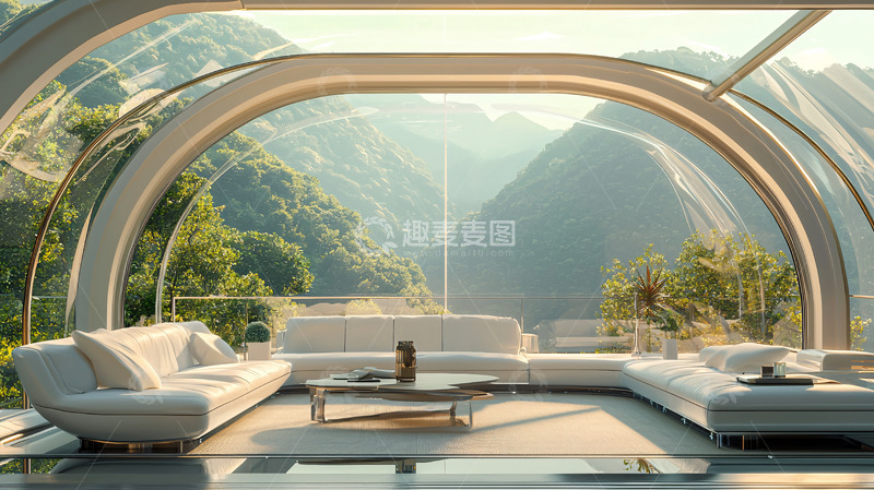 高清大图下载【趣麦麦图】现代极简风格客厅全景图