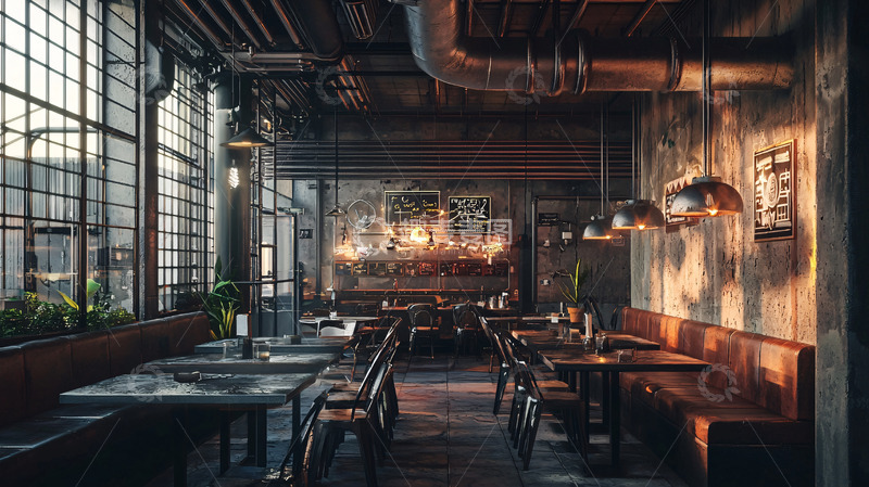 高清大图下载【趣麦麦图】工业风餐厅高清图片