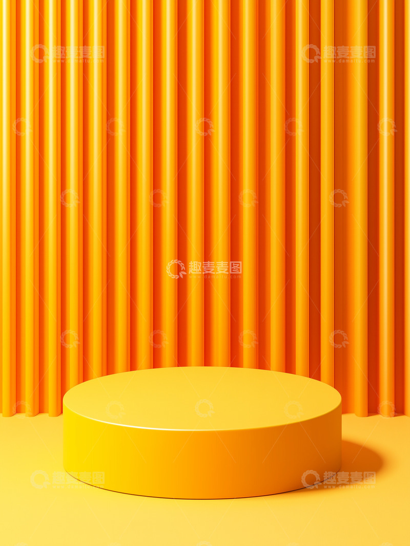 高清大图下载【趣麦麦图】橙色竖条纹背景圆台电商展示素材