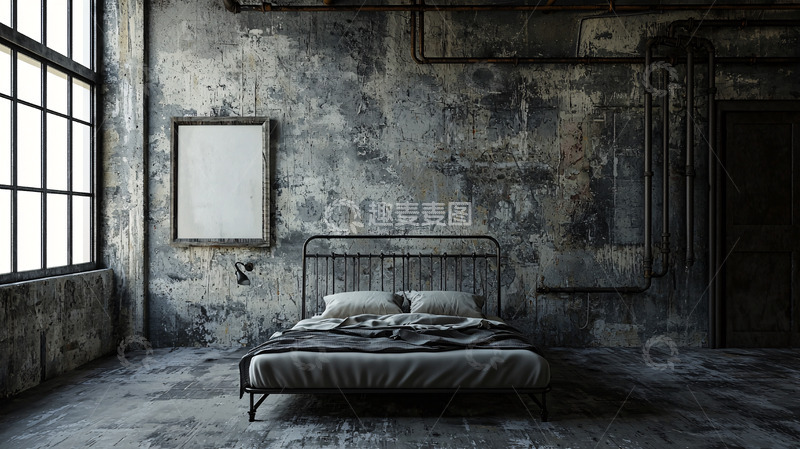 高清大图下载【趣麦麦图】老旧工业风卧室