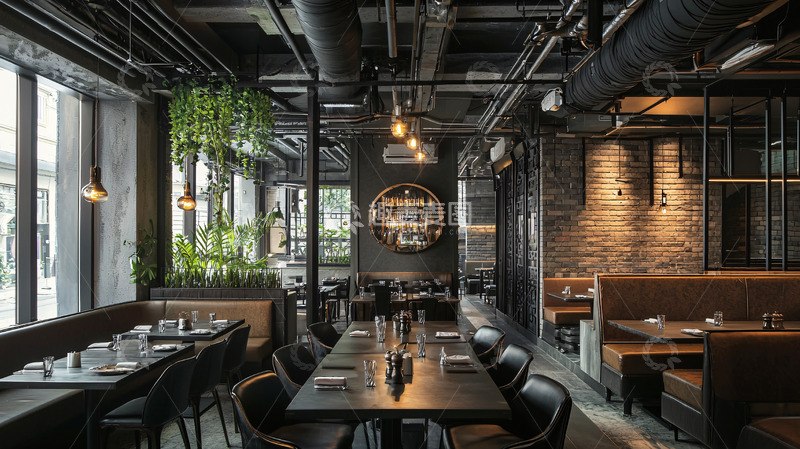 高清大图下载【趣麦麦图】暗黑工业风餐厅内景