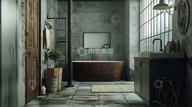 高清大图下载【趣麦麦图】工业风浴室高清图片