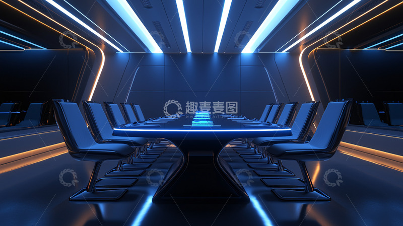 高清大图下载【趣麦麦图】未来科技感会议室