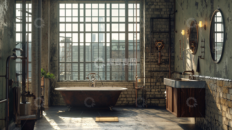 高清大图下载【趣麦麦图】工业风浴室高清图片