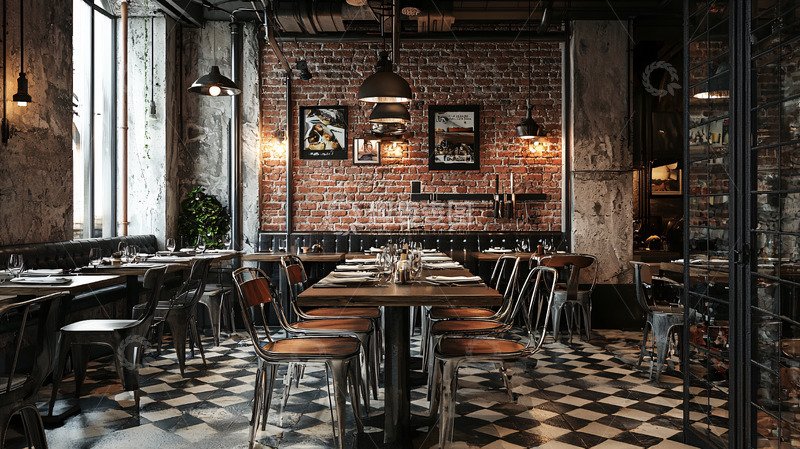 高清大图下载【趣麦麦图】复古工业风餐厅