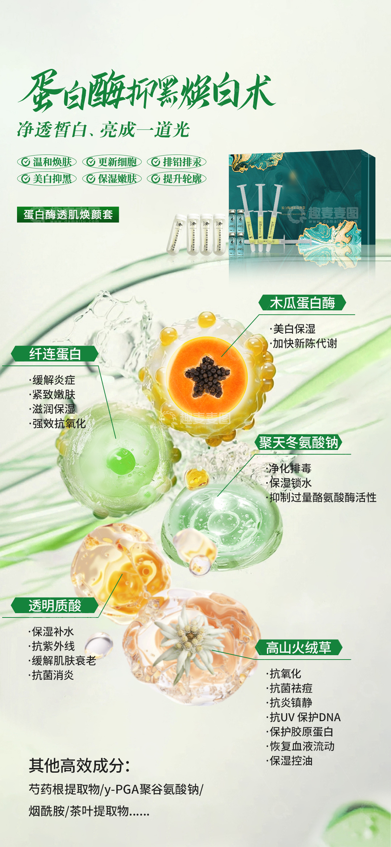 源文件下载【趣麦麦图】美业美容护肤产品精华成分海报