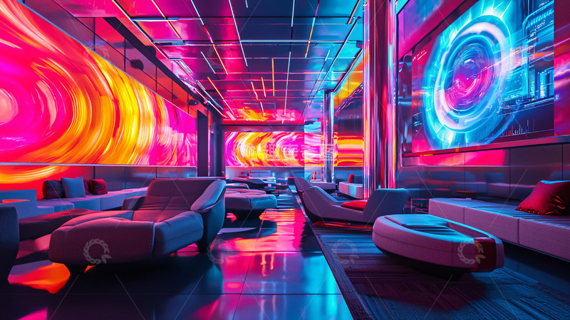 高清大图下载【趣麦麦图】霓虹灯科技感酒吧