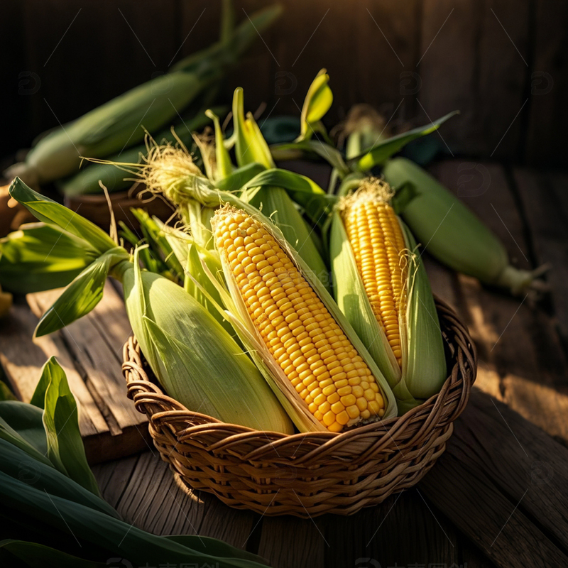 高清大图下载【趣麦麦图】一筐美味的玉米