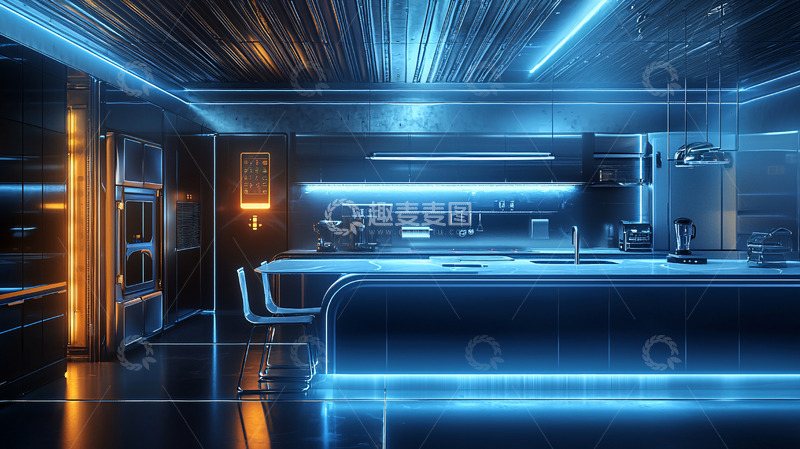 高清大图下载【趣麦麦图】未来科技感厨房