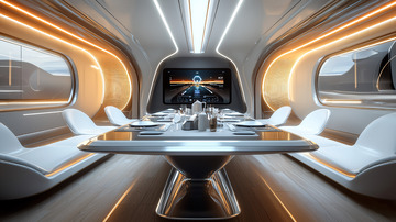 未来感豪华列车餐厅