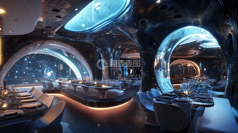 高清大图下载【趣麦麦图】未来感餐厅设计