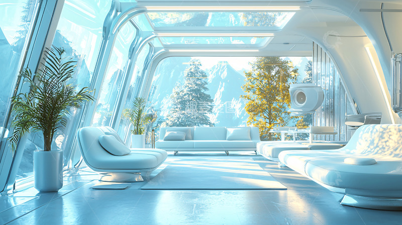 高清大图下载【趣麦麦图】极简未来风客厅全景