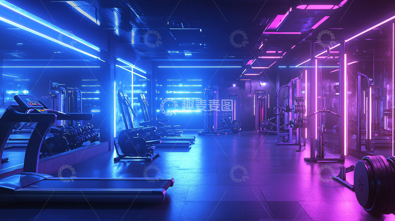 高清大图下载【趣麦麦图】霓虹灯健身房