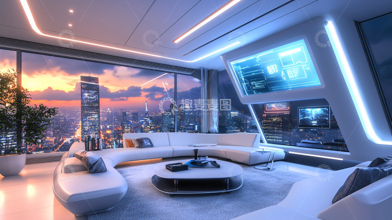 高清大图下载【趣麦麦图】未来都市高级公寓客厅