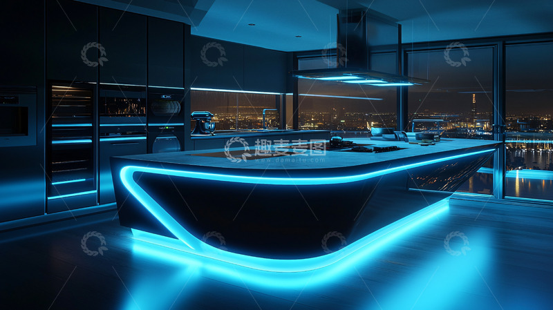 高清大图下载【趣麦麦图】现代科技感厨房