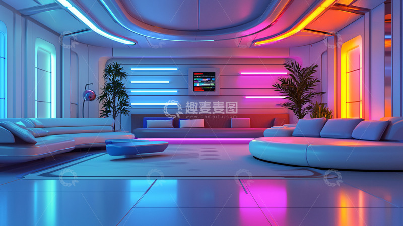 高清大图下载【趣麦麦图】未来感客厅高清图片
