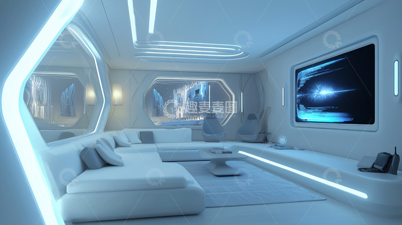 高清大图下载【趣麦麦图】未来科技感客厅
