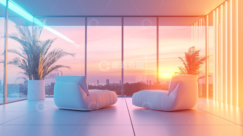 高清大图下载【趣麦麦图】现代简约落地窗客厅